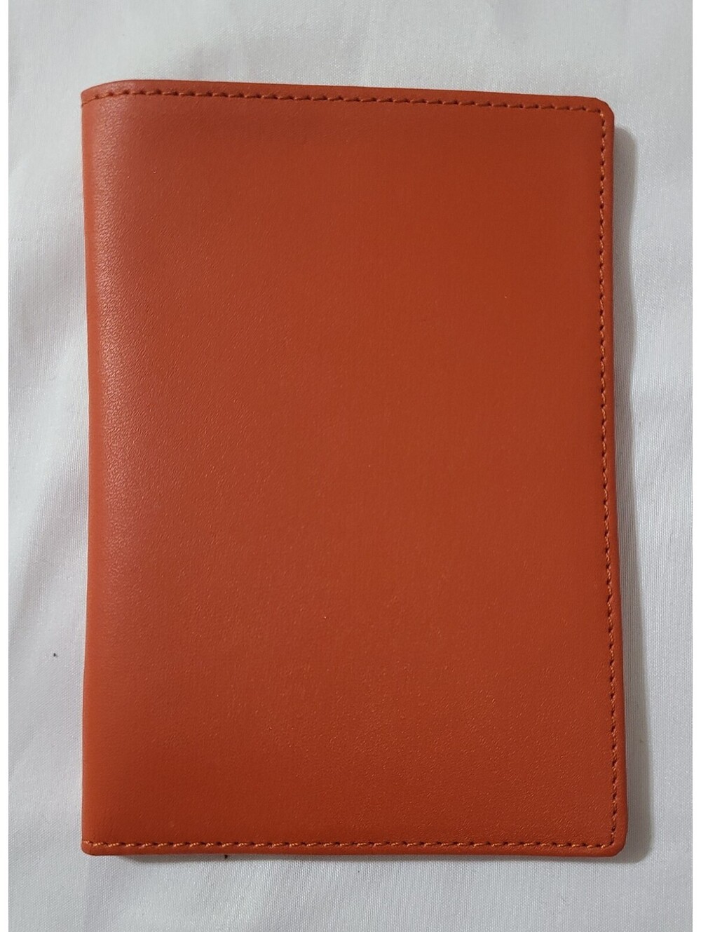Clava Genuine Leather Passport Bifold Wallet Size 5.5x4 Orange Travel Minimalist